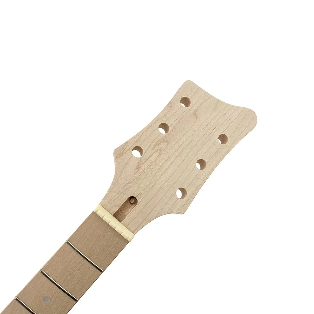 E-Gitarrenhals, Ahorn, kleiner Kopf, 24 Bünde, 64,8 cm, unlackierter Ersatz-Gitarrenhals, verschraubte Ferse (weiße Punkte)