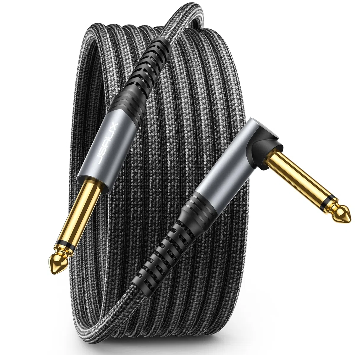 JSAUX 6.35mm Gitarrenkabel 6M, Instrumentenkabel Kompatibel mit E Gitarre, Bass, Schlagzeug, Pedale, Verstärker, Mischpulte, Tuner, Lautsprecher, Akustik, Rechtwinkliges Klinkenkabel Gitarre