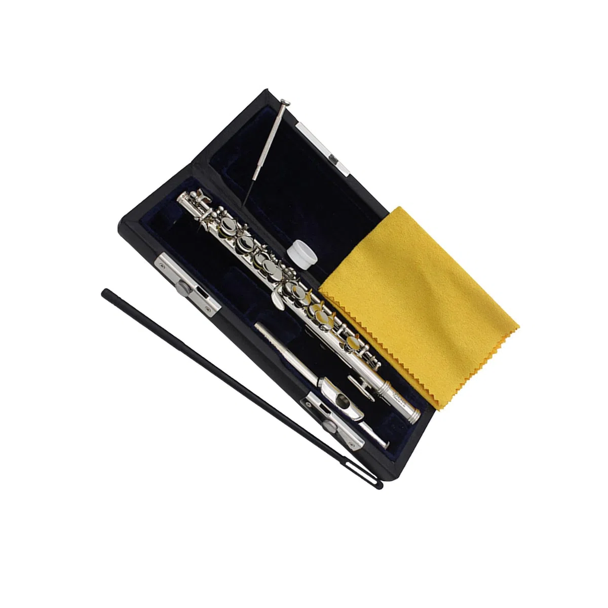 Piccoloflöte in C Dur inklusive Hartschalenkoffer und Zubehör. Musikinstrument für Bandauftritte. Hochwertige Piccoloflöte in C Dur mit 16 Löchern. Traditionelles, Silber, 31.5 x 1.3 cm