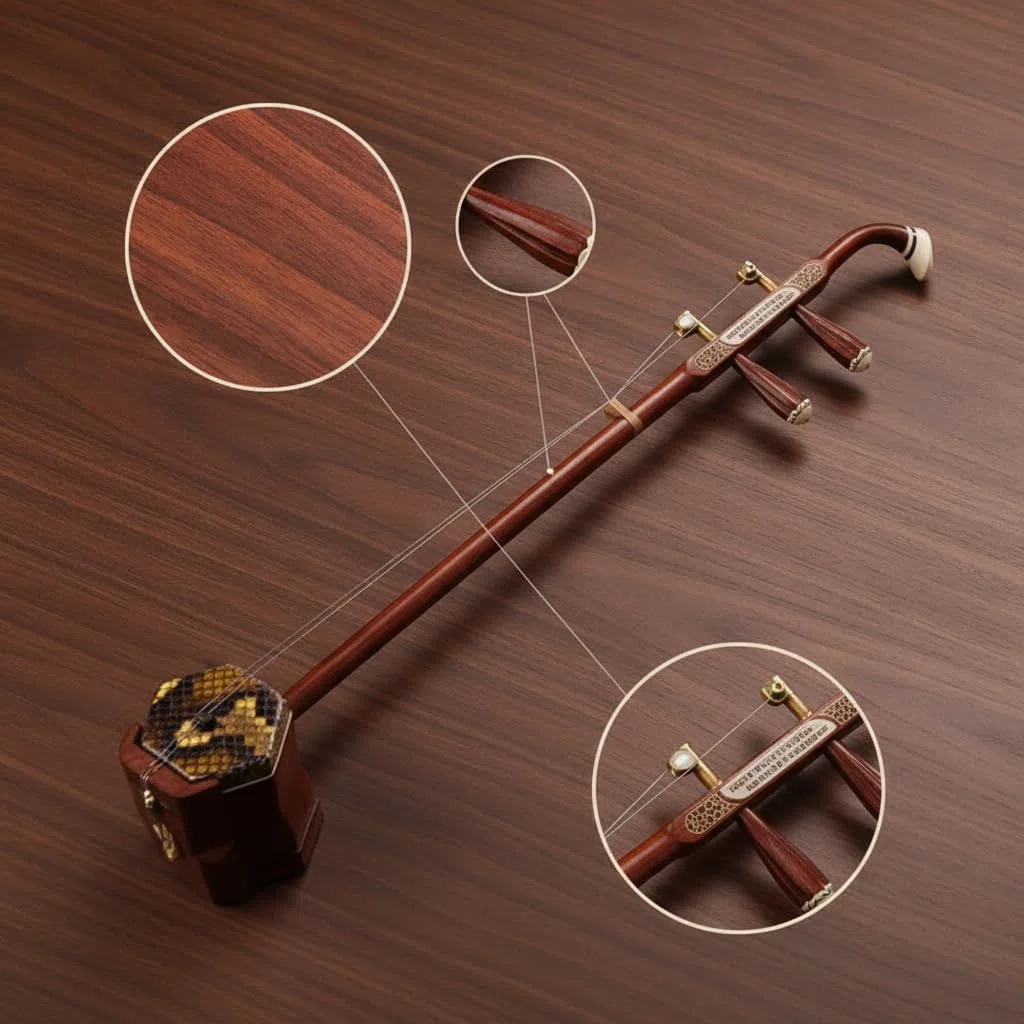 Erhu, Chinesische Zweisaitige, Kupferachse Palisander