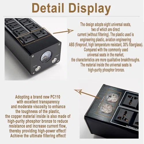Power Filter Power Conditioner - 8 Ausgänge Steckdose mit Display Bildschirm für CD-Player, Klaviere, Fernseher und Audiogeräte