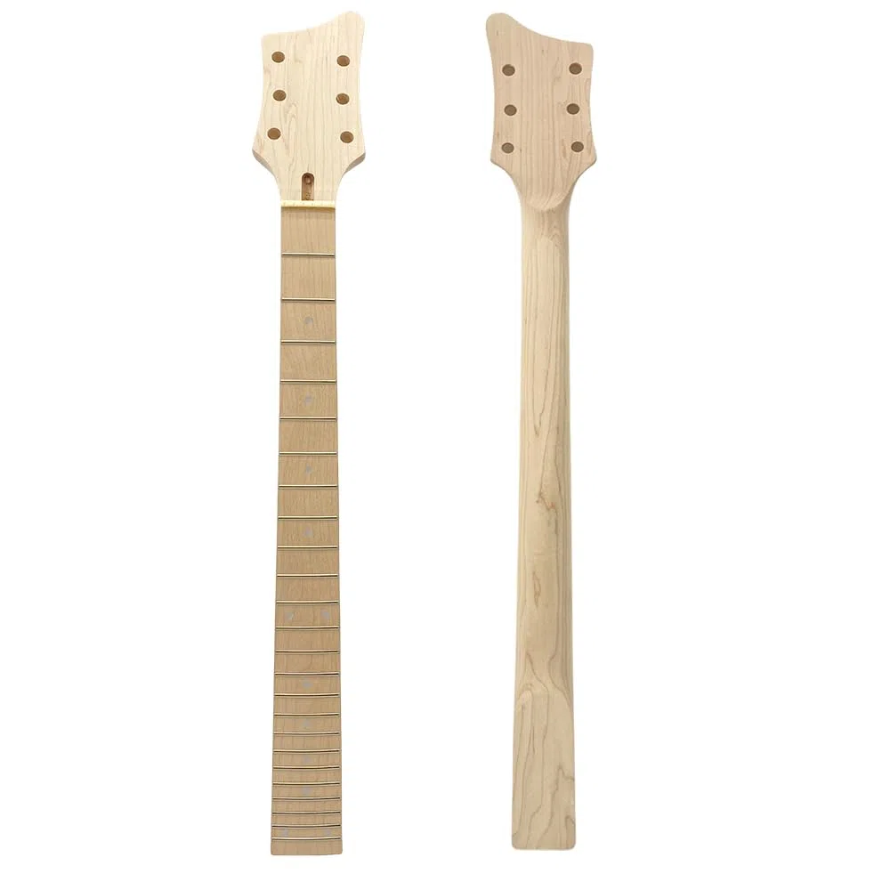 E-Gitarrenhals, Ahorn, kleiner Kopf, 24 Bünde, 64,8 cm, unlackierter Ersatz-Gitarrenhals, verschraubte Ferse (weiße Punkte)