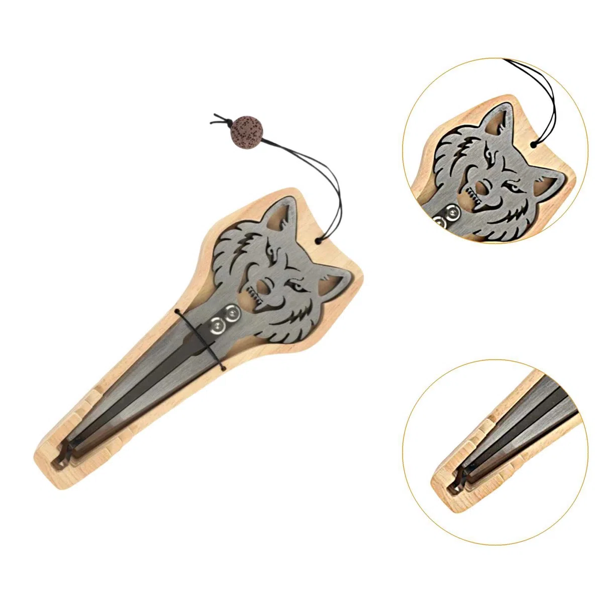 Maultrommel Aus Edelstahl, Tragbares, Professionelles Musikinstrument, Leicht, mit Holzkoffer, Ideal Als Geschenk Oder für Reisen, Wolf