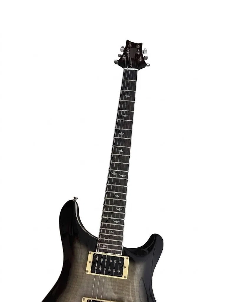 39-Zoll-E-Gitarre mit massivem Korpus for Anfänger und Erwachsene, Charcoal Flamed Burst-E-Gitarre HH-Tonabnehmern, Vogeleinlagen Tremolo-Brücke, perfekt for Rock Übung