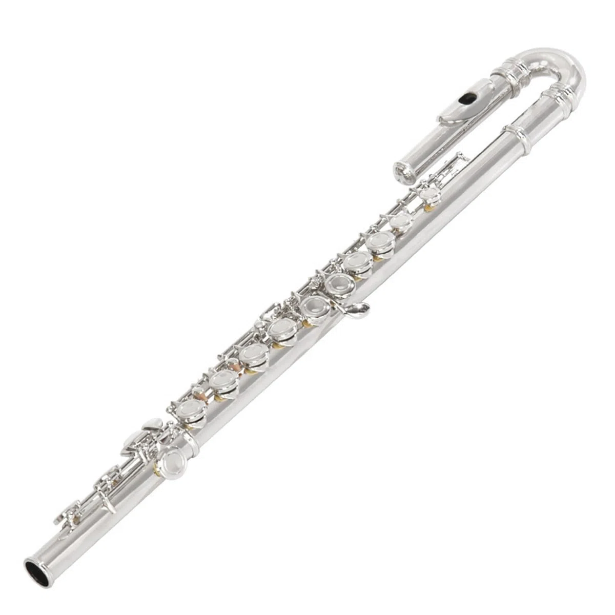 Versilberte Doppelmundstückflöte. 16-Loch Versilberte Gebogene Pfeifenflöte Flöteninstrument