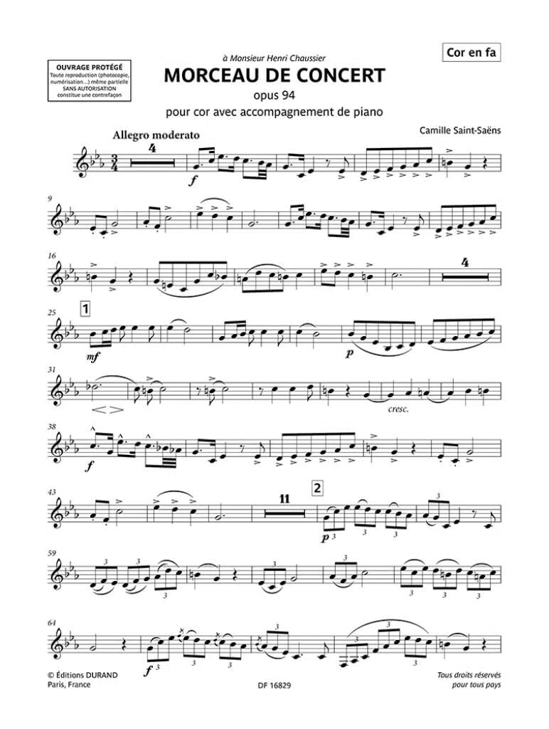 Camille Saint-Saëns-Morceau de concert op. 94-Horn und Klavier-BOOK+PART[S]