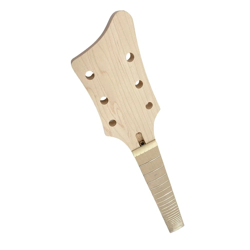 E-Gitarrenhals, Ahorn, kleiner Kopf, 24 Bünde, 64,8 cm, unlackierter Ersatz-Gitarrenhals, verschraubte Ferse (weiße Punkte)