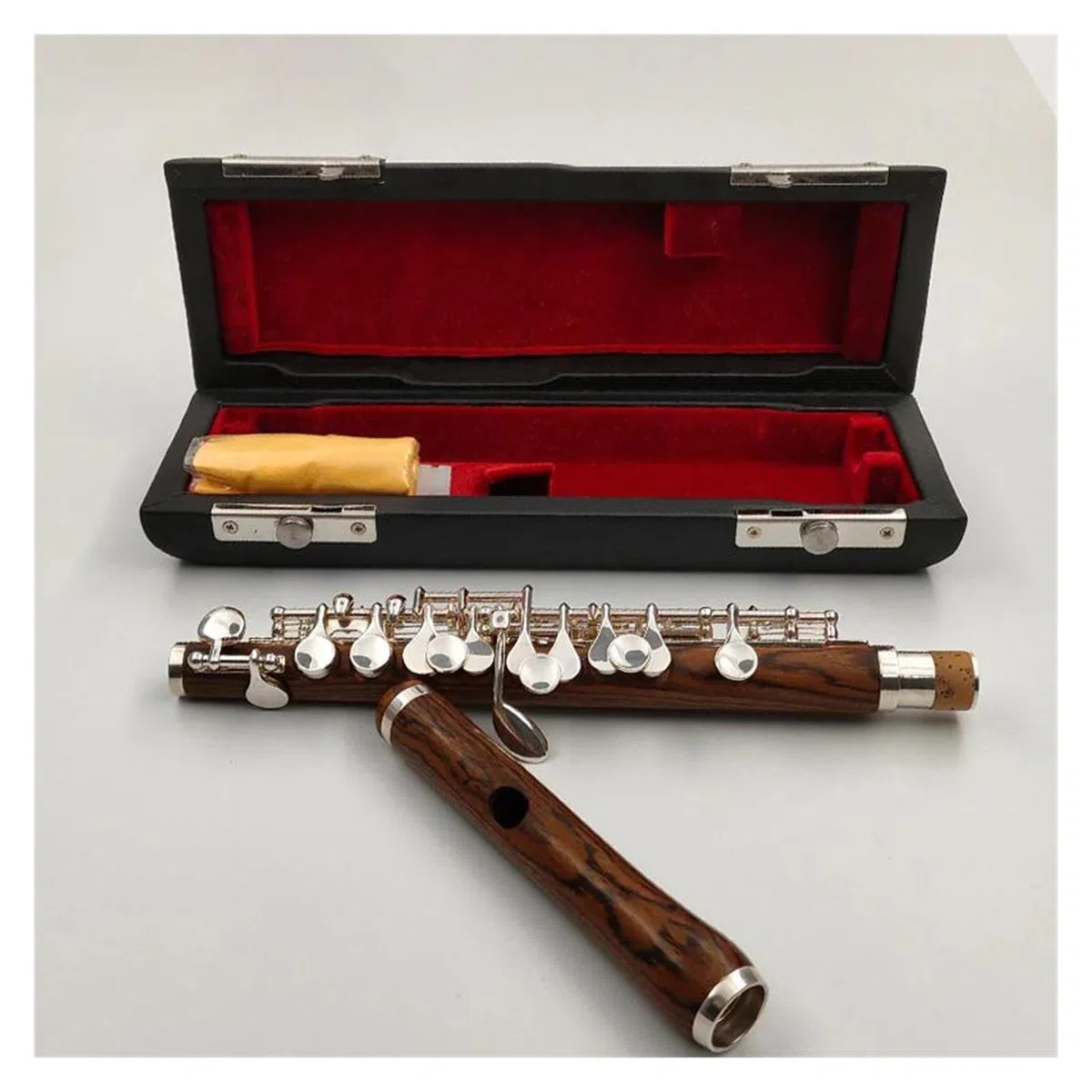 Piccoloflöte Mit Holzkörper, C-Klappe, Halbgroße Flöte, Versilberte Tasten, Flöteninstrument Mit Aufbewahrungsbox Querflöte kit