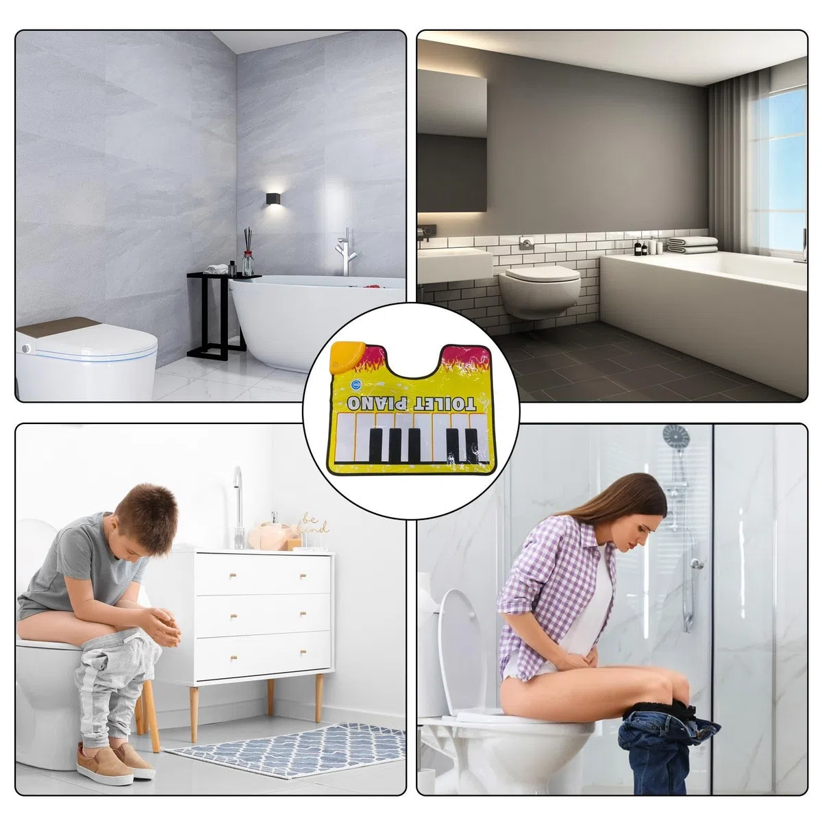 Töpfchen-Teppich - Lustige Klaviermatte, Badezimmerboden Teppich-Set | Interaktiver Toiletten-Bereich Von Matten Komfort Weiche Und Saugfähige Oberfläche Teppich D