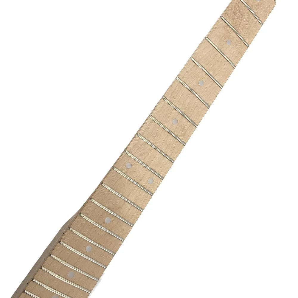 E-Gitarrenhals, Ahorn, kleiner Kopf, 24 Bünde, 64,8 cm, unlackierter Ersatz-Gitarrenhals, verschraubte Ferse (weiße Punkte)