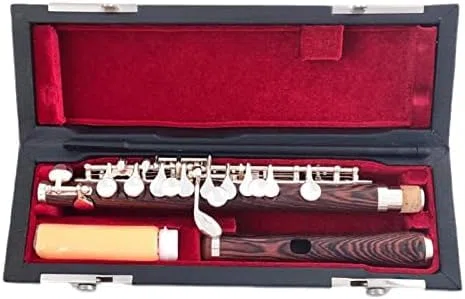 Flötenmusikinstrument, Dalbergia-Holz, Piccolo, C-Taste, Kupfernickel, Halbgroße Flöte, Versilbertes Korpusmaterial,outstanding78