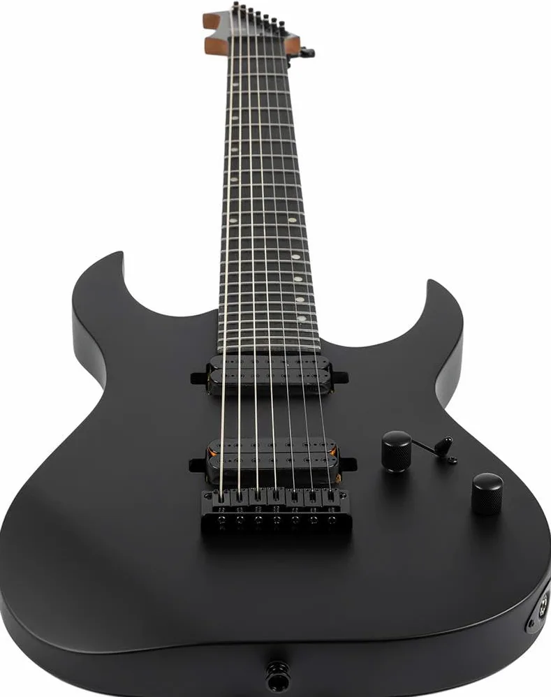 SPIRA Guitars S-407 MBK Satin Black 7-Saiter E-Gitarre