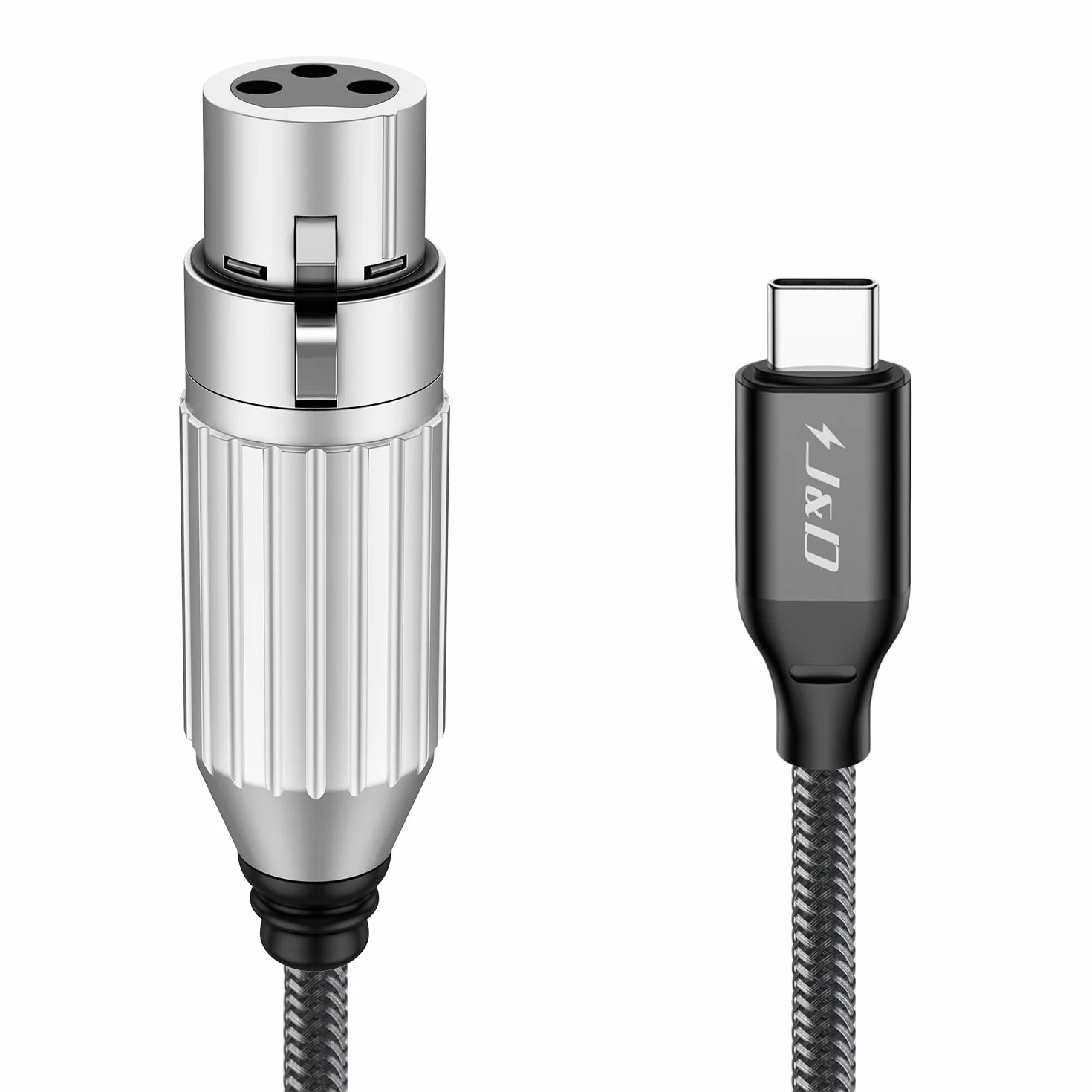 J&D USB C zu XLR Mikrofon Audio Kabel, Geflochtenes USB C zu XLR Buchse Kabel für Audioaufnahmen, Dynamisches Mikrofon, Kompatibel mit iPhone 16/17 Series, MacBook, 2 m