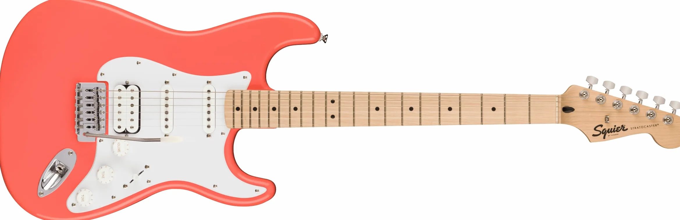 Squier Stratocaster HSS MN Tahitian Coral - E-Gitarre
