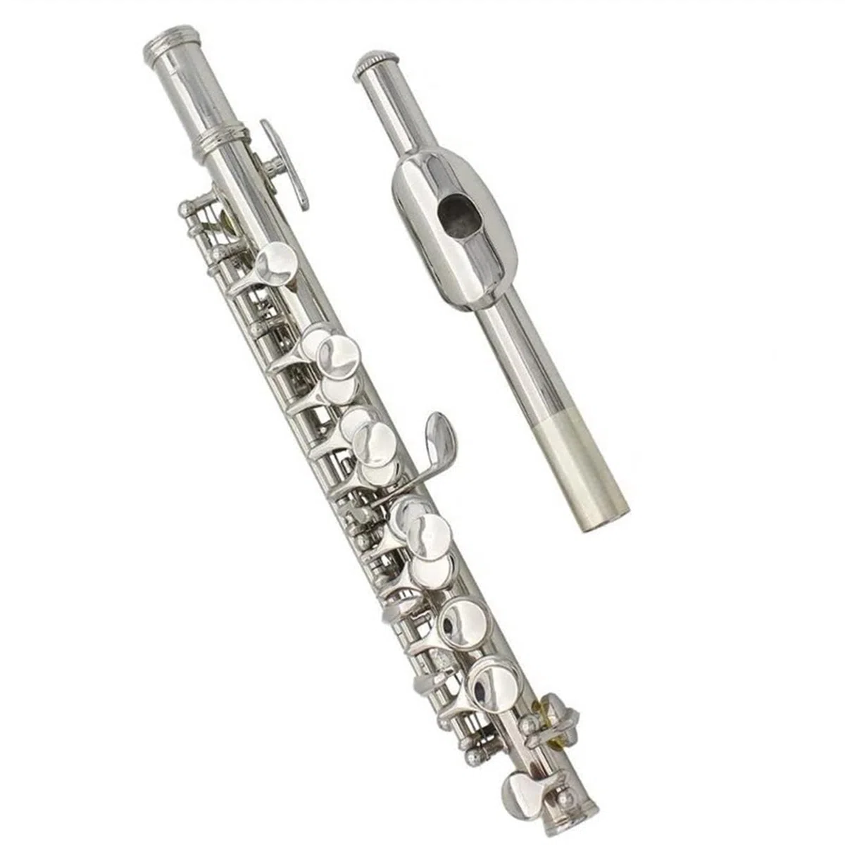 Schülerflöte Halbgroße Piccolo-Flöte, Versilbert, C-Klappe, Ton 16 Löcher, Piccolo Mit Stocketui
