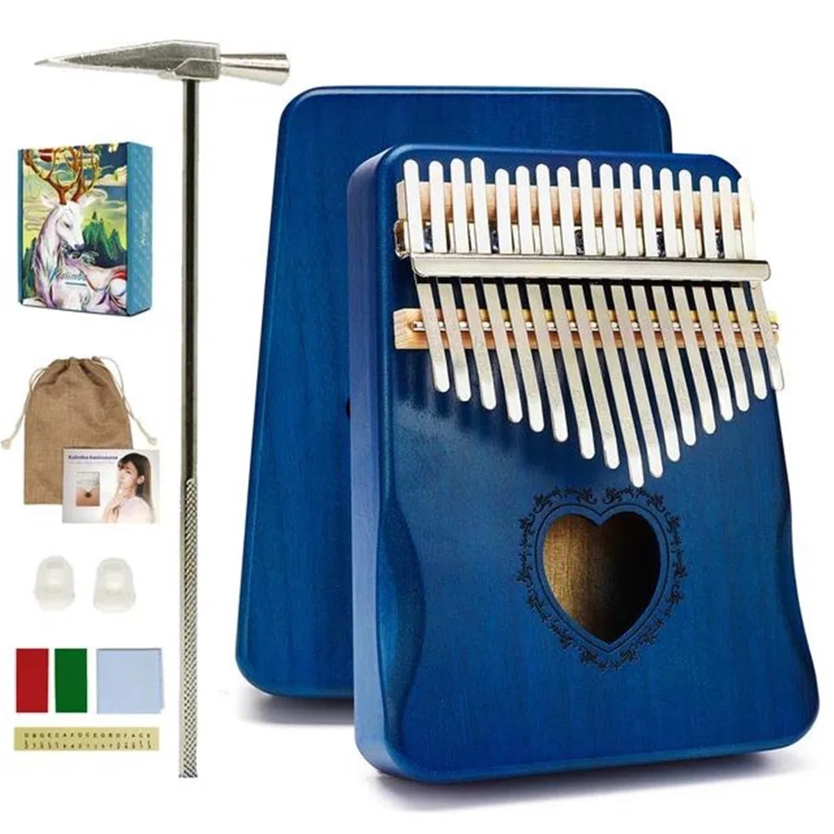 Kalimba 17 Tasten Daumenklavier Handschutz Holz Mahagoni Korpus Musikinstrumente Kalimba Klavier Fingerklaviere(Style 2)