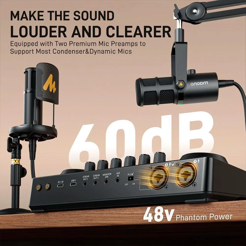 MAONO E2 Gen2 Podcast-Mixer-Audio-Interface, Schwarz