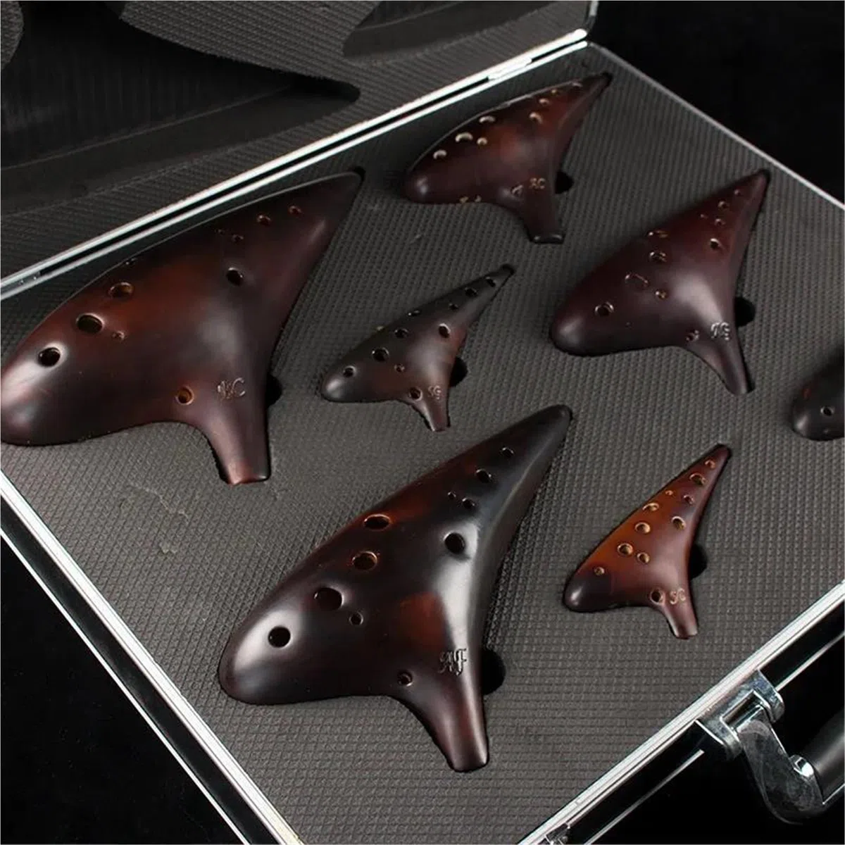 Siebenteiliges Set Mit Aluminiumbox, Professionelle Keramik-Okarina, Musikinstrumente, 12-Loch-Okarina Professionelles Ocarina-Instrument