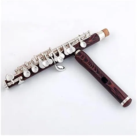 Flötenmusikinstrument, Dalbergia-Holz, Piccolo, C-Taste, Kupfernickel, Halbgroße Flöte, Versilbertes Korpusmaterial,outstanding78