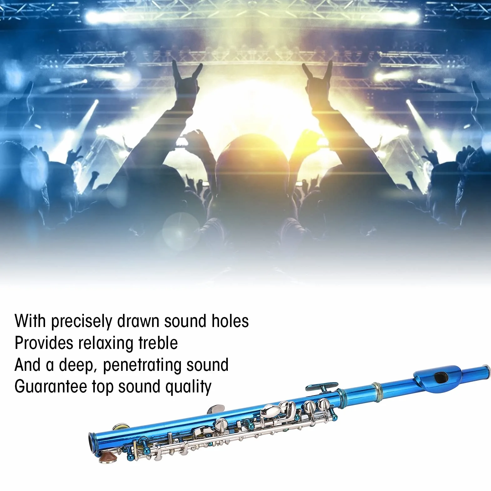 Piccoloflöte Top Sound 6 Loch Piccoloflöte Blau mit Clean Bar Leder Black Box für Anfänger
