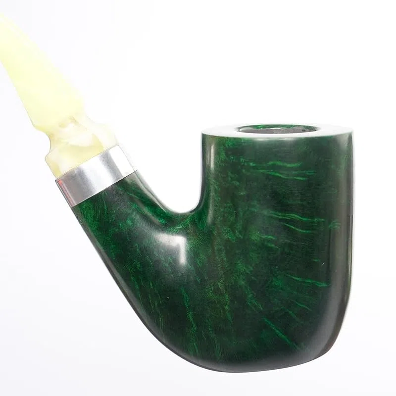MUXIANG Jadegrüne Färbung Bruyère Tabakpfeife Sammlerstück Vintage Design Holzpfeife Rustikales Finish (Col.4)