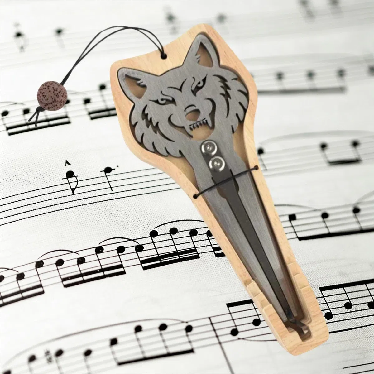 Maultrommel Aus Edelstahl, Tragbares, Professionelles Musikinstrument, Leicht, mit Holzkoffer, Ideal Als Geschenk Oder für Reisen, Wolf