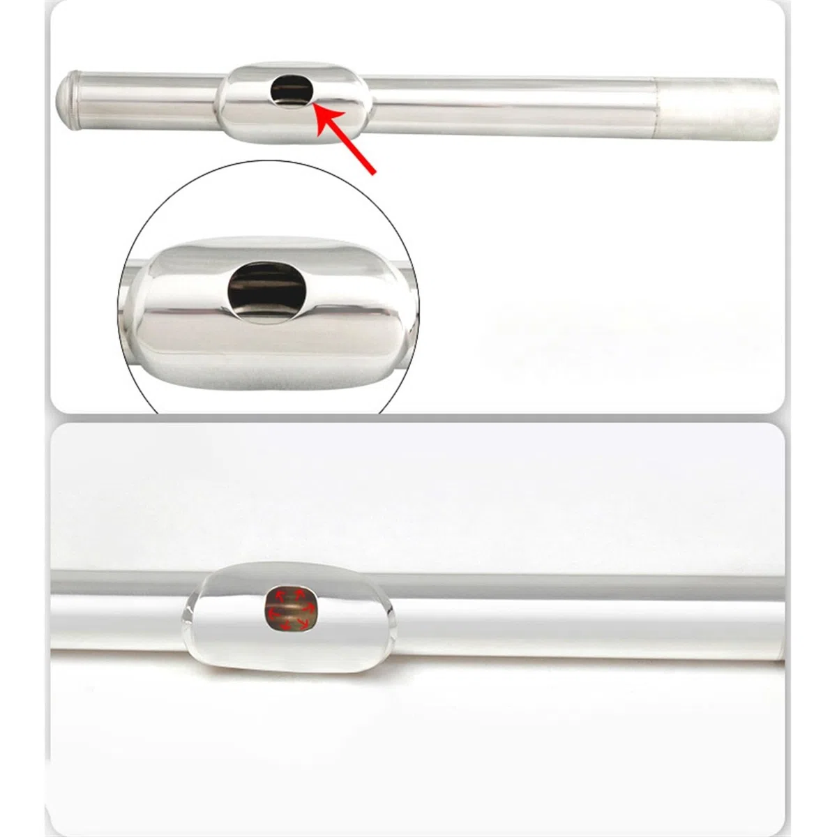 Versilberte Doppelmundstückflöte. 16-Loch Versilberte Gebogene Pfeifenflöte Flöteninstrument